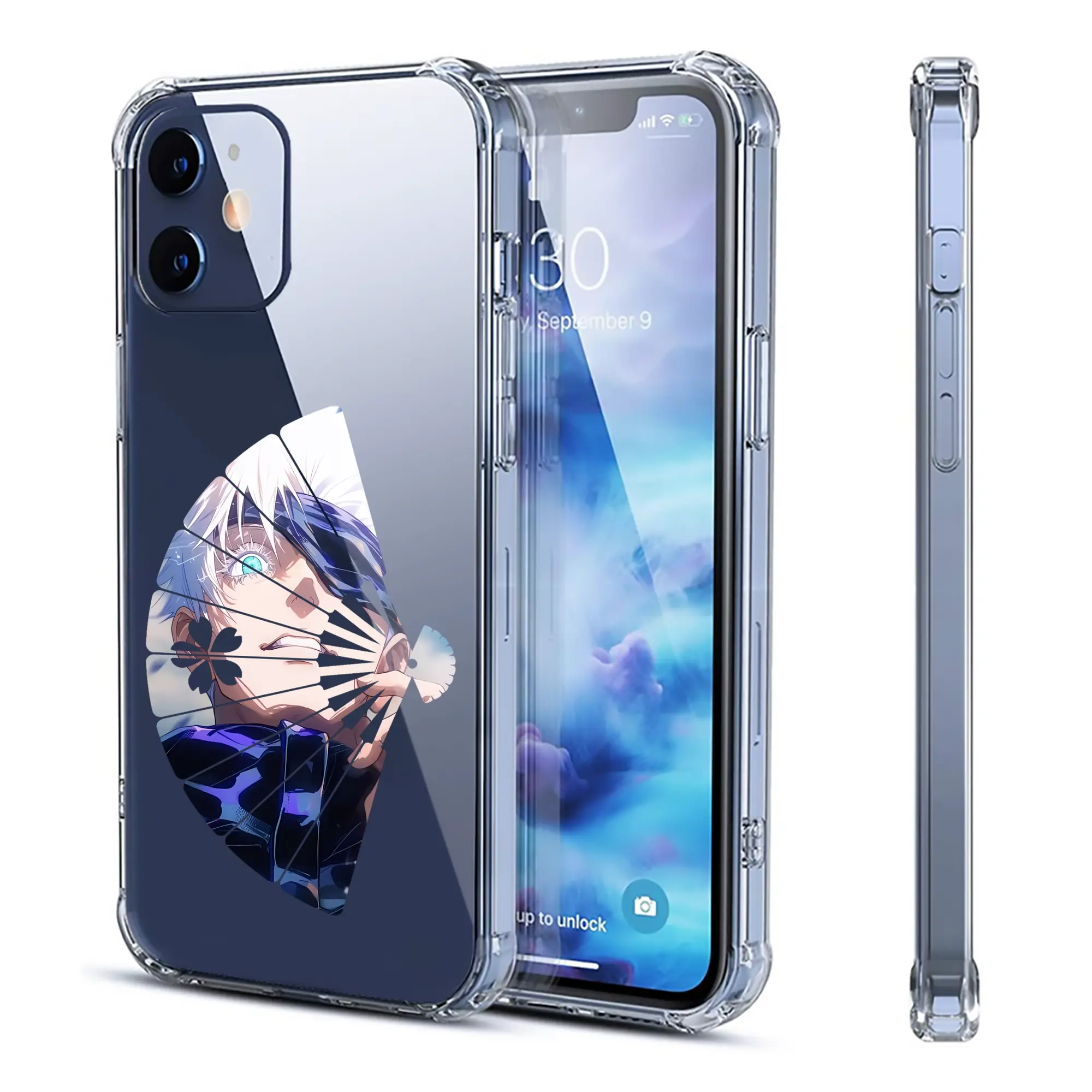 呪術廻戦 グッズ,五条 悟 - IPhone 12シリーズ対応 ・ 透明スマホケース ・ クリアソフトケース ・ TPU素材 ・ 耐衝撃 ・ 高密着 ・ 防汚 防指紋 ・ 簡単着脱